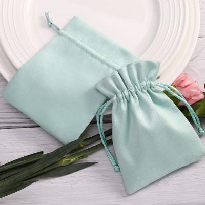 China Recyclable Turquoise Flannel Gift Bags 7x9cm 8x10cm 9x12cm 10x15cm 13x17cm Custom Logo Cosmetics Sack Jewelry Velvet Packaging Pouches for sale