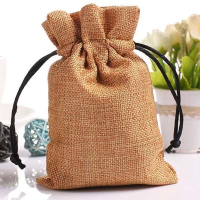 China Linen Sack Gold Linen Gift Bags 7x9cm 10x12cm 13x17cm Custom Logo Jute Sack Cosmetic Jewelry Packaging Pouches for sale