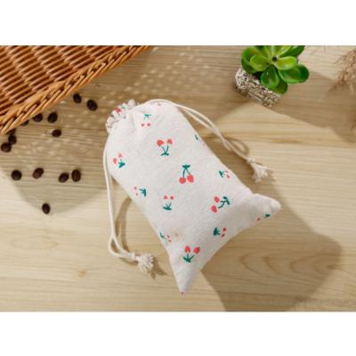 China Cherry Linen Gift Bags 8x10cm 9x12cm 13x17cm Candy Party Jewelery Jute Makeup Bag Packaging Pouches for sale