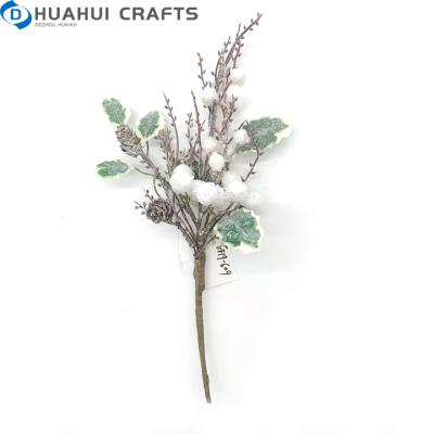 China Plastic Chinese Simple Red Flower Artificial Flower For Christmas With Red Berries Christmas Handmade Flower for sale