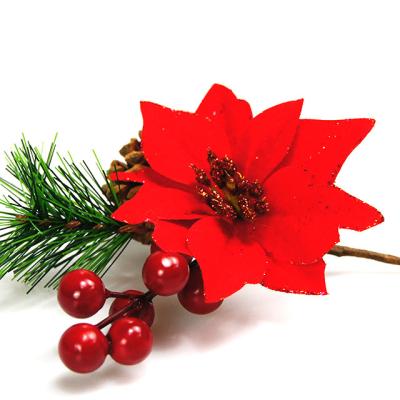 China New Type Christmas Or Winter Wedding Fabric Bargain Price Decor Artificial Flower for sale