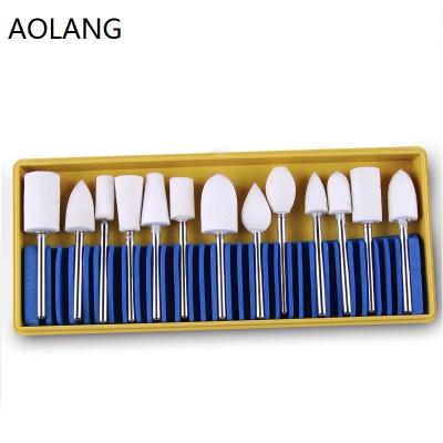 China Micro - Electronic Instruments Polish Felt Wheel Manicure Wood Metal Head 2.35mm Shank Wool Polishing Drill Bit for sale