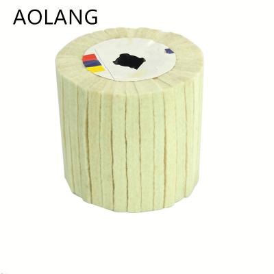 China Durable drum 120*100*19 cross-core wool round felt wheel, used for drawing and polishing stainless steel for sale