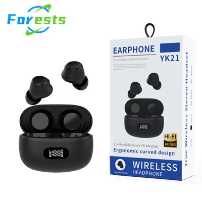 China Forests YK21 TWS Earphone BT Earphone LED Display Wireless In-Ear Wireless Touch Control Headset Waterproof Custom Earphone Low Latency for sale