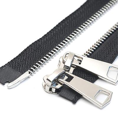 China Open End Metal Expander Zipper Custom Viable Fashion Key Bag Large Double Color Zipper for sale