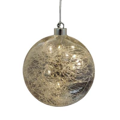 China Christamas Home Decorating Christmas Lead Glass Ball with 2 AAA Battery Control for sale