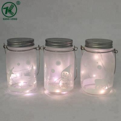 China Christamas / Christmas indoor decorations home decoration glass jar with LED lights for sale