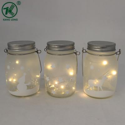 China Christamas / Home Decoration Glass Hanging Jar For Holiday And Christmas Decoration Led Light Glass for sale