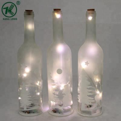 China Christamas / Home Decoration Christmas Glass Wine Bottle With LED Landscape Lights for sale