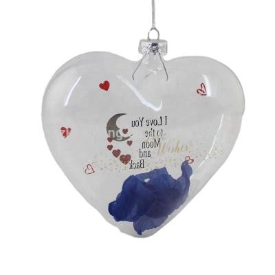 China Home Decoration / New Seriesove Valentine's Day Color Plating Valentine's Day And Blue Flowers Design Glass Blow Decoration for sale