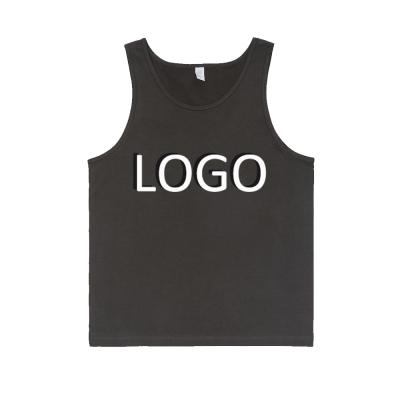 China 100% QUICK DRY Cotton Custom Branded Black LOGO Printing Plain Men Sports Tank Muscle Tank Tops Wholesale Custom Vest Men's Fitness Top for sale