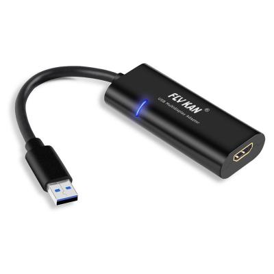 China - Plastic Fly Kan USB3.0 to HD Adapter with 3.5mm Audio - USB Matte Frosted External Video Graphics Card for PC and Mac HD00006 for sale