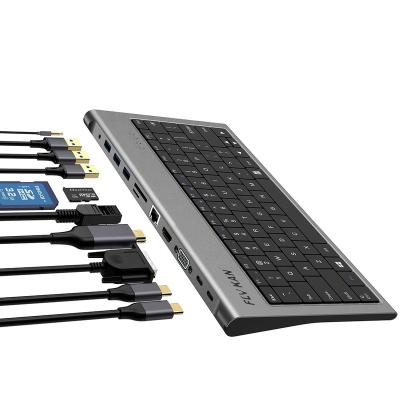 China Multifunction USB Type C Keyboard Docking Station-78keys-11in1-RCA,HD,SD,RJ45,USB3.0 Hub-1080p@30Hz(UC3300,Fly Kan)UC3300 for sale