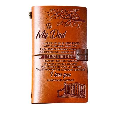 China Exquisite PU Debossed Leather Debossed To My DAD Personal Travel Notebook Planner Journal Travel Diary From Father's Day Gift for sale