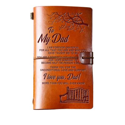 China Exquisite Debossed Letter to My Personal Leather Engraved DAD Voyager Notebook Journal Traveler Diary From Kid Father's Day Gifts for sale