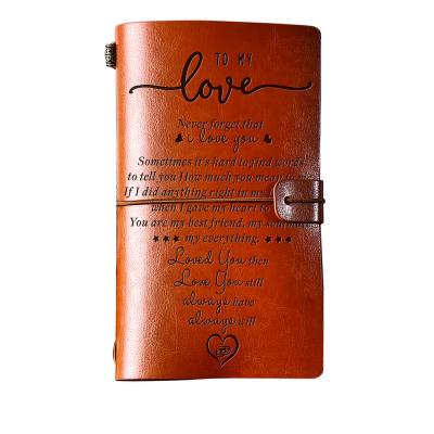 China Stylish Debossed Cover To My Traveler Leather Personal Diary Lover Vintage Journal Voyager Notebook Debossed Amazon Hot Selling Product for sale