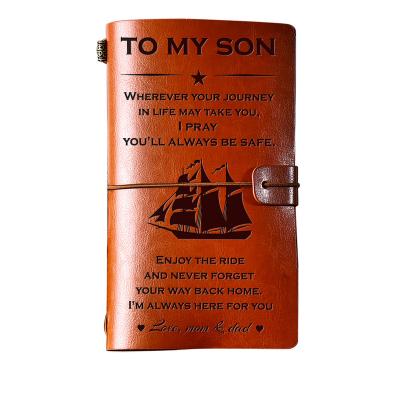 China Stylish Debossed Cover Customized To Son Vintage Journal Voyager Notebook Leather Personal Diary Hot Selling Product In Amazon Free Sample for sale