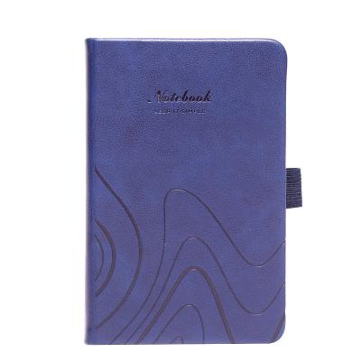 China New Blue Hardcover Mini Pocket Embossed Journal Notebook Interior Pockets Handcrafted Diary Notepad with Interior Pockets Custom Printing for sale