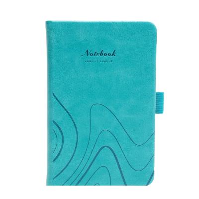 China Interior Pockets Mini Pocket Notebook Embossed Journal Handcrafted diary notepad lake blue hardcover book with interior pockets custom printing for sale