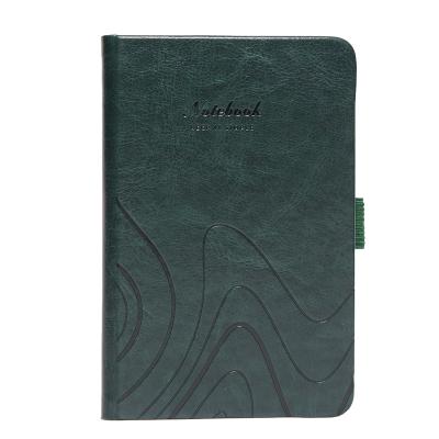 China Green Hardcover Mini Pocket Embossed Journal Notebook with Interior Pockets Handcrafted Diary Notepad with Interior Pockets Custom Printing for sale