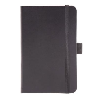 China Pen Holder Black Hardcover Mini Pocket Diary Notebook Diary Notepad with Inner Pockets Elastic Band for sale