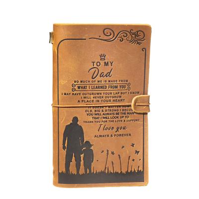 China Exquisite Debossed Cover Vintage Voyager Diary Notebook Traveler Light Brown Genuine Leather Personal Diary For Fathers Day Gift for sale