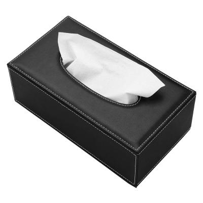 China Factory Selling PU Desktop PU Cover Rectangle Universal Luxury High End Luxury Hot Leather Tissue Box Home Decorative Tissue Box for sale