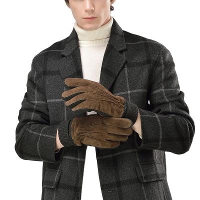 China New Arrival Plain Men's Real Suede Winter Gloves Sheep Skin Leather Custom Gloves Men for sale