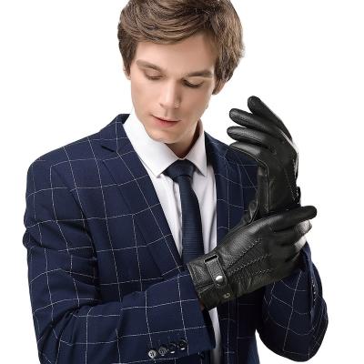 China Plain Mens Warm Lambskin Genuine Leather Gloves For Mens Winter Training / Dressing Gloves for sale