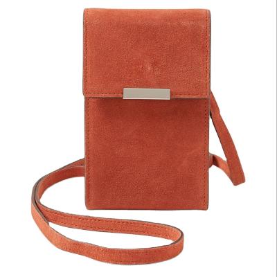 China Sustainable Plain Suede Leather Phone Bag Small Leather Bags For Lady for sale