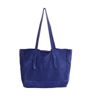 China Free Plain Chrome Suede Leather Shopper Bag for sale