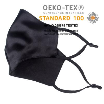 China 16/19/22 mm Face Mask Black Mulberry Silk Face Cover OEKO-TEX 100 Eco-Friendly 100% Black Silk Manufacture for sale