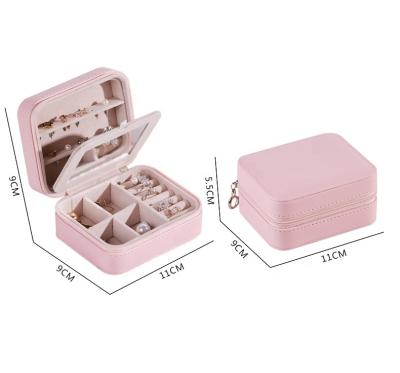 China Custom Lady Pu Leather Simple PU or PVC and Velvet Storage Jewelry Packaging Box Case for sale