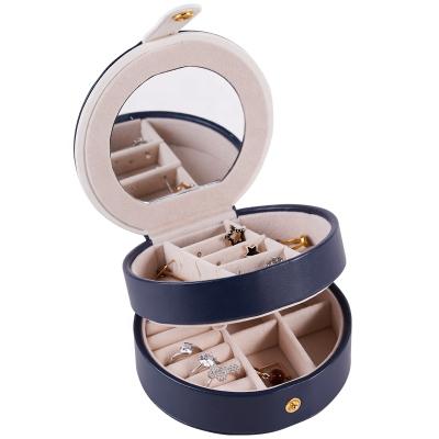 China Custom Made Jewelry PU And Velvet Three Layers Of For Earring And Portable Ring Organizer Box for sale