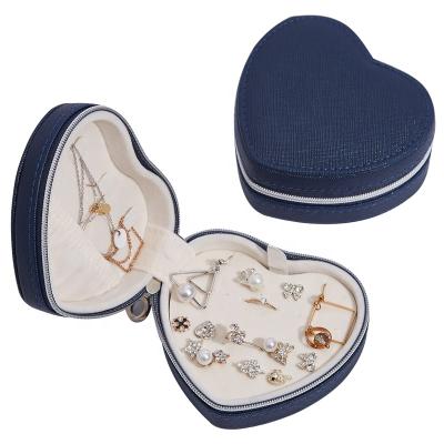 China PU And Custom Made Velvet PU Or Heart Shape Leather Jewelry Storage Box With Zipper for sale