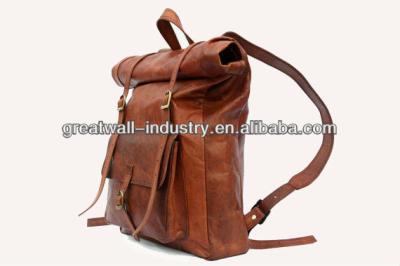 China Vintage Retro Vintage Leather Backpack Office Roll Leather Backpack for sale