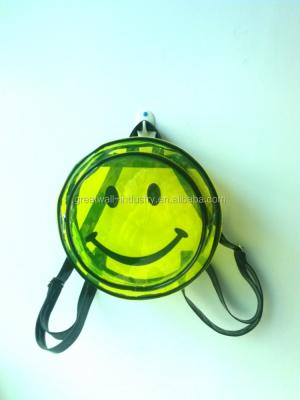 China camping & Neon Smiley Face Backpack Transparent Clear PVC Rise for sale