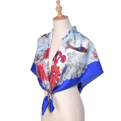 China Premium Custom Pure Silk Square Scarf Charmeuse Silk Scarf 90 90 Square Scarf for sale