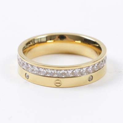 China New Casual/Sporty Arrive Hot Jewelry Cubic Zirconia 18k Gold Stainless Steel Engagement Ring for sale