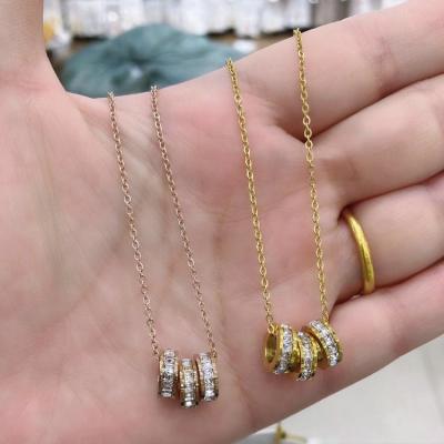 China Custom Jewelry 18k Gold Casual/Sporty Fashion Plated Stainless Steel Women Diamond Pendant Chain Necklace For for sale