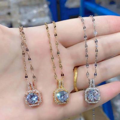 China Women's Cubic Zirconia Crystal Rhinestone Jewelry Gold Silver Plating Steel Necklace Custom Elegant Casual/Sporty Fashion for sale