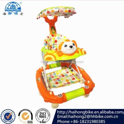 China Polyester Plastic Canopy Baby Walker With 8 Wheel Round Rolling Baby Walker for sale