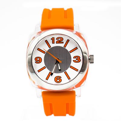 China Orange Silicone Wristband Watch Waterproof Stainless Steel  Case for sale