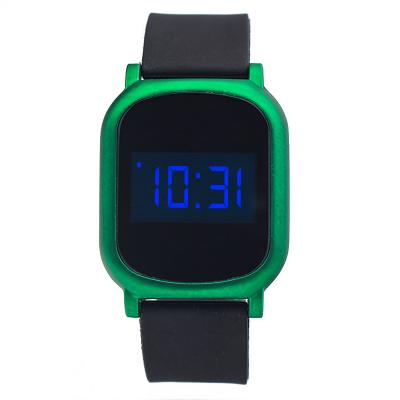 中国 Personality square alloy case soft silicone band Touch screen digital blue light  watches 販売のため