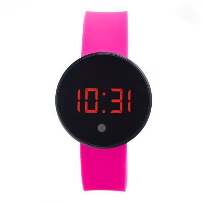 China Beautiful Lady water resistent red light soft silicone band Touch screen digital watches for sale