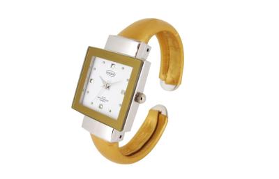 China Square Ladies Bracelet Watches Golden Strap Japan Movt Quartz Watch for sale