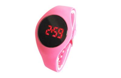 China Girls Pink Nice LED Digital Wrist Watch Chronograph with PU Buckle for sale