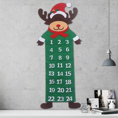 China Merry Christmas Decoration Christmas Elk Calendar Wall Decoration Countdown Christmas Eve Calendar Candy Gift Bag Cartoon Reindeer Calendar for sale