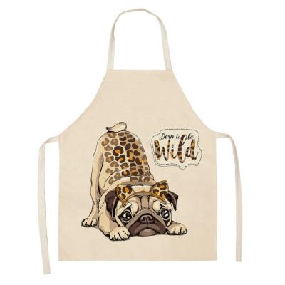 China Year Party Decorations Apron Cartoon Dog Print Canvas Pattern Couple Waterproof Parent-child Apron Apron For Dog Biscuit Appreciation Day for sale