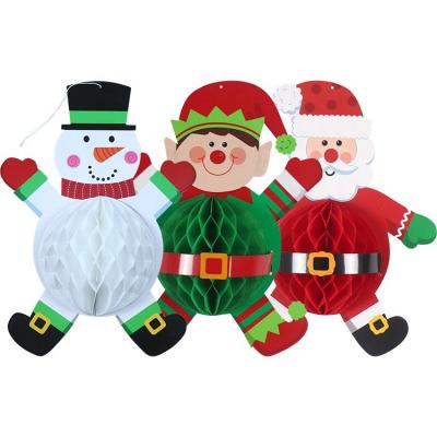 China Santa Snowman Elf Honeycomb Paper Ball Christmas Halloween Party Pendant Decorations Year Christmas Party Decorations On Bazaar Bar Display Showcases for sale